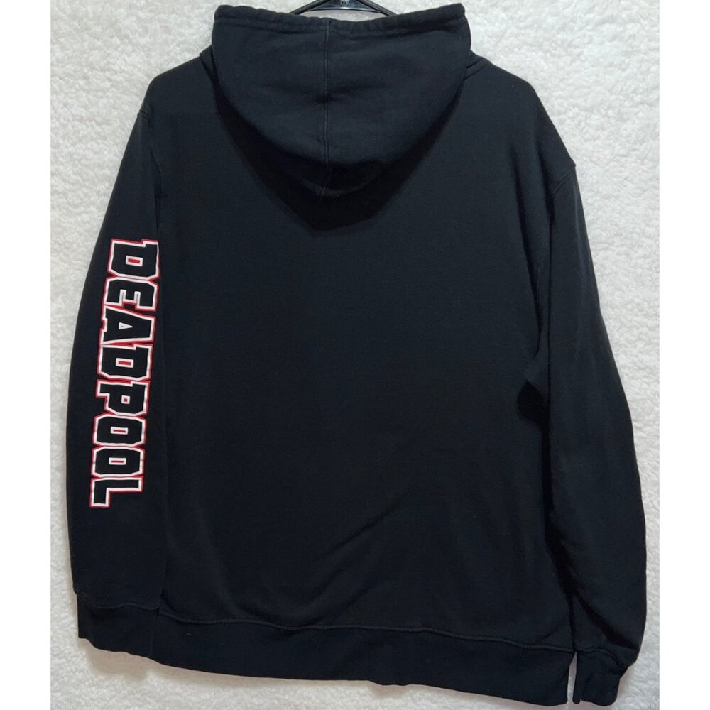 Marvel Deadpool "Shhh No One Cares" Graphic Black Hoodie XL Cotton Blend - Picture 2 of 6